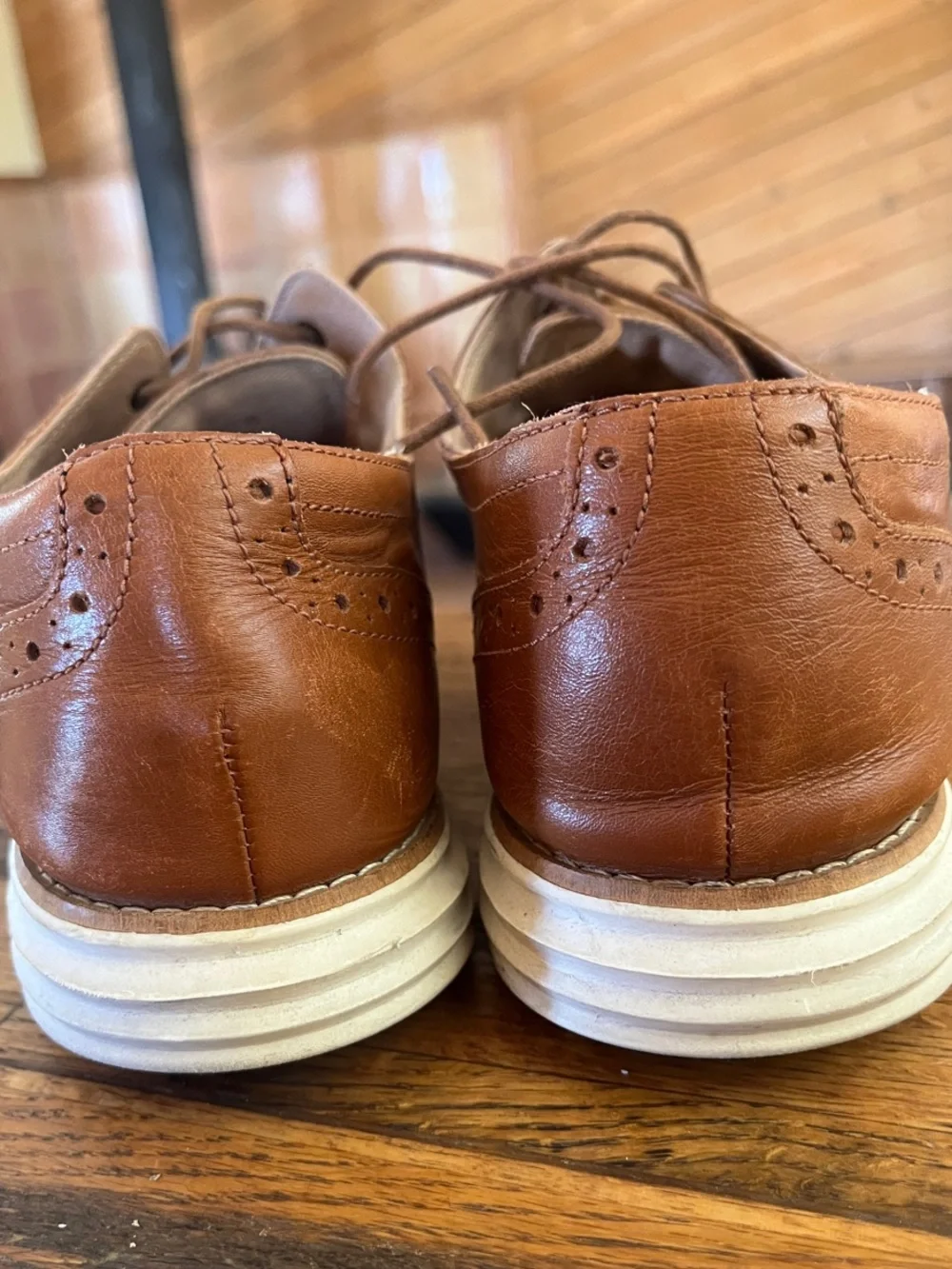 Cole Haan Grand OS Leather Lace Up Oxford Shoes Sz 9 M British tan